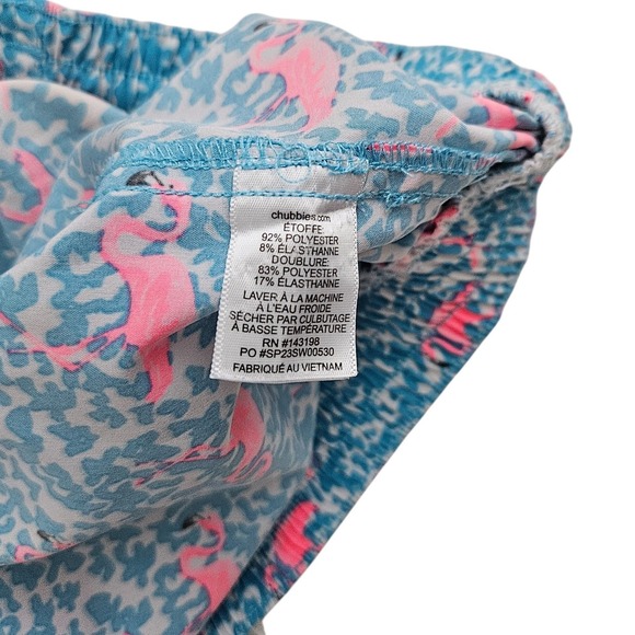 Chubbies (Mens Small) Swim Trunks Board‎ Shorts Flamingo Print Drawstring Blue - Picture 4 of 8